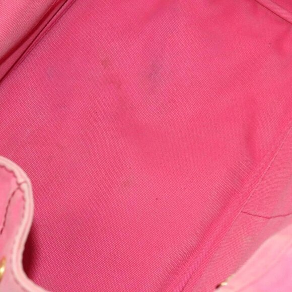 PRADA Canapa GM Hand Bag Canvas Pink Gold Auth bs28066 - Picture 13 of 16